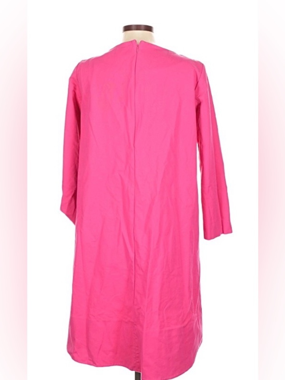 COS Bright Pink Shift Dress Cotton Stretch 3/4 Sleeve Knee Length Size 12 - Picture 3 of 8